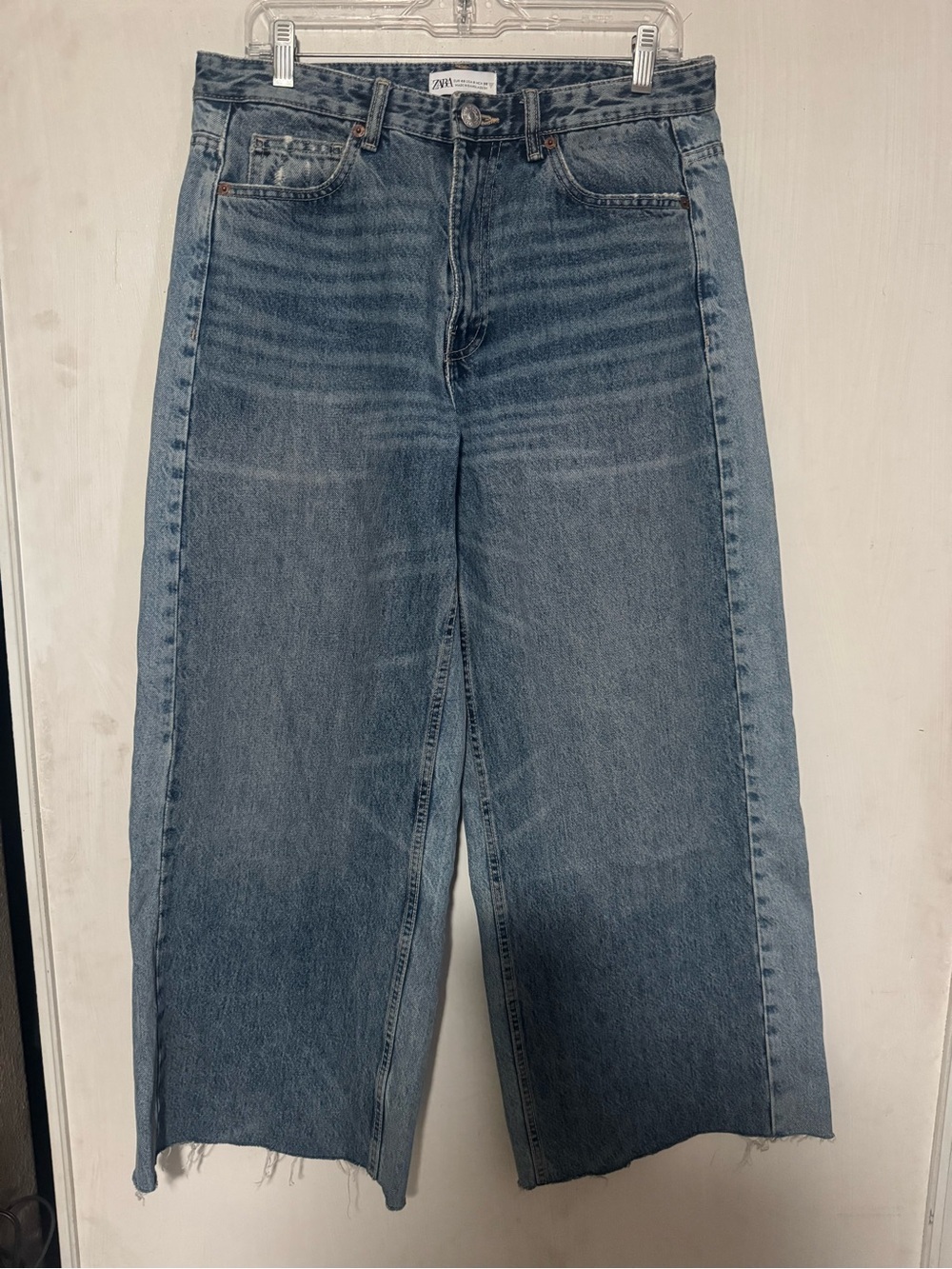 Zara Two-Tone Wide Leg Jeans in Light and Medium Blue